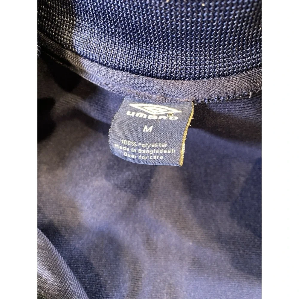 Umbro Jacket Mens Medium Blue Polyester Mock Neck Full Zip United‎ States Logo